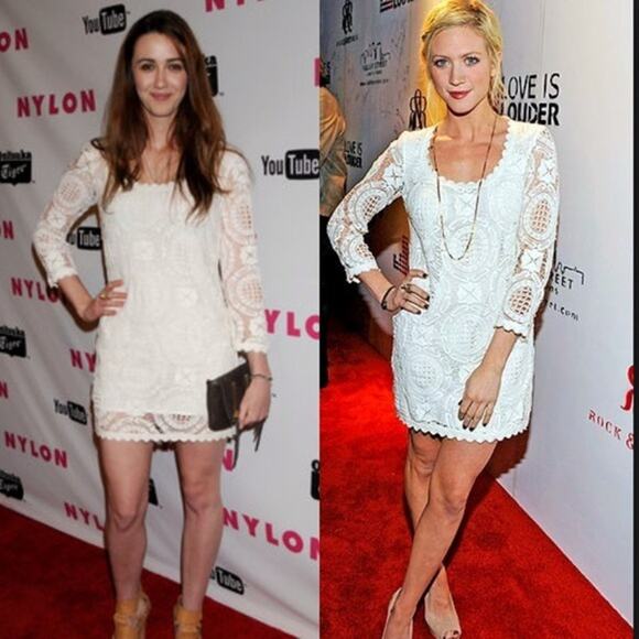 FRENCH CONNECTION Lark Rise Lace Dress Scalloped Crochet Trim Blue | 4 - Picture 13 of 13